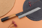 Couteau kiritsuke 21cm japonais artisanal Yuzo Black AS chêne brûlé