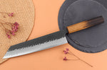 Couteau kiritsuke 21cm japonais artisanal Yuzo Black AS chêne brûlé