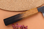 Couteau kiritsuke 21cm japonais artisanal Yuzo Black AS chêne brûlé