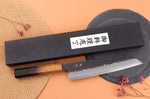 Couteau kiritsuke 21cm japonais artisanal Yuzo Black AS chêne brûlé