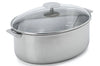Faitout ovale Cristel Mutine amovible 30cm + grille en inox et couvercle en verre