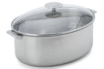 Faitout ovale Cristel Mutine amovible 30cm + grille en inox et couvercle en verre