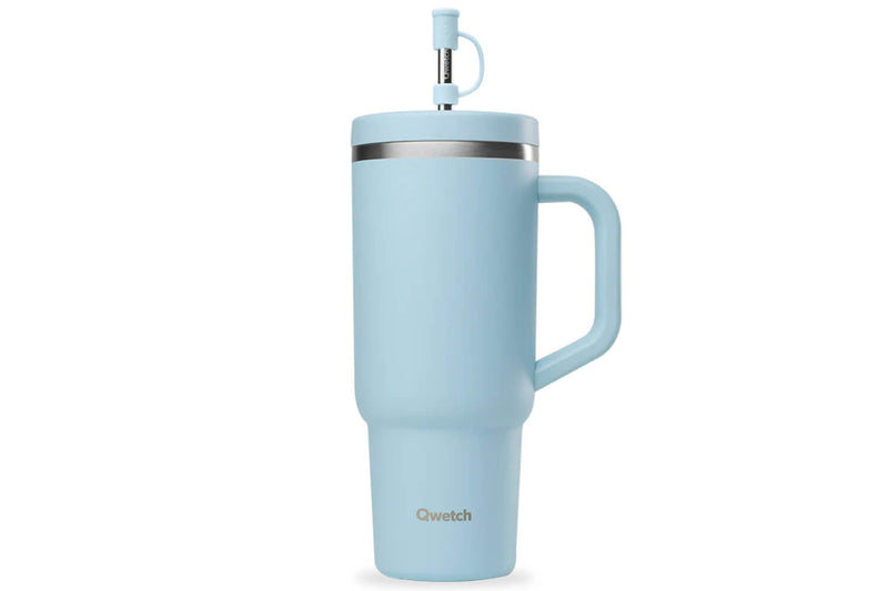 Travel cup isotherme Qwetch Matt inox recyclé 900ml – 8 coloris - Bleu pastel