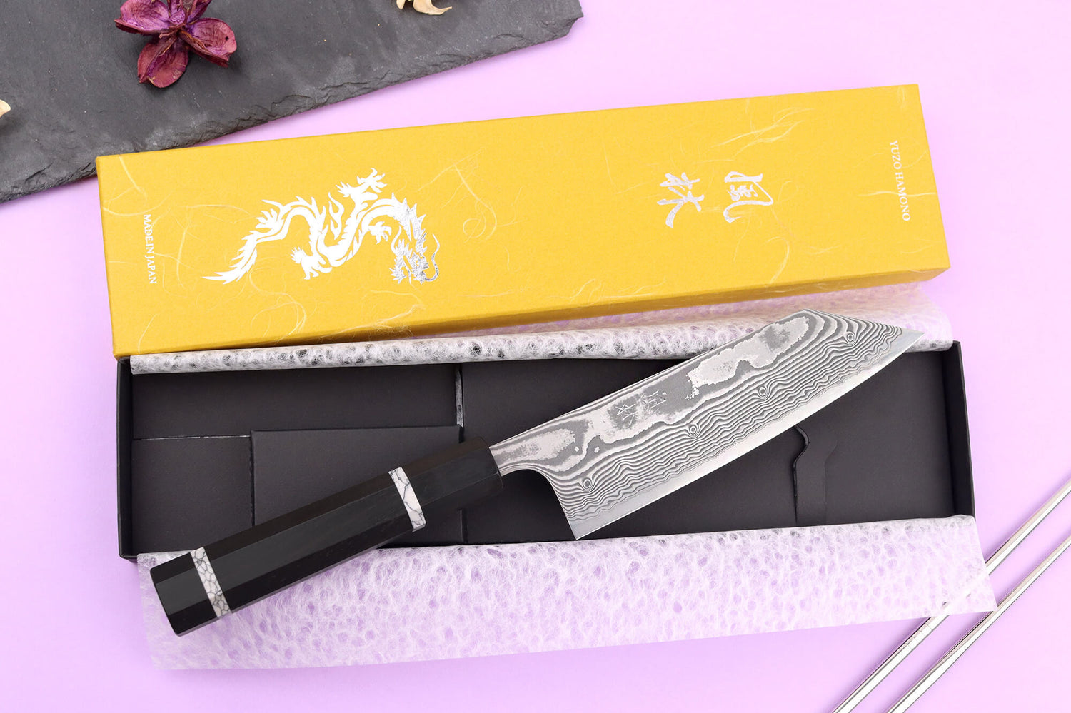 Couteau bunka 16,5cm japonais artisanal Yuzo Kanko Damas SG2