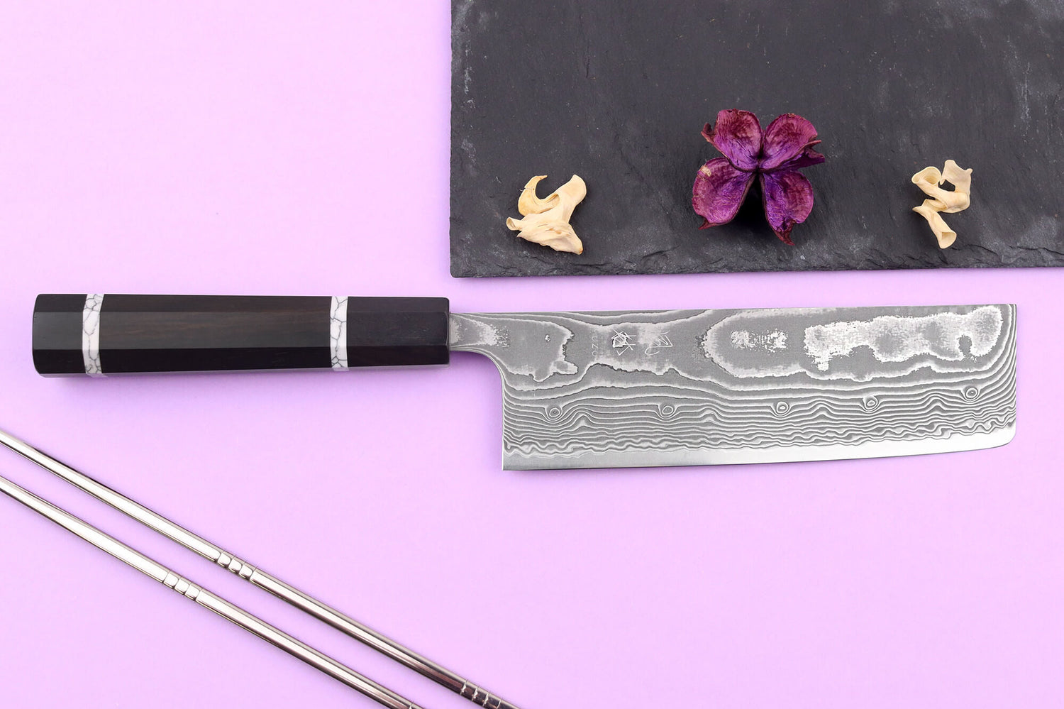 Couteau nakiri 16,5cm japonais artisanal Yuzo Kanko Damas SG2