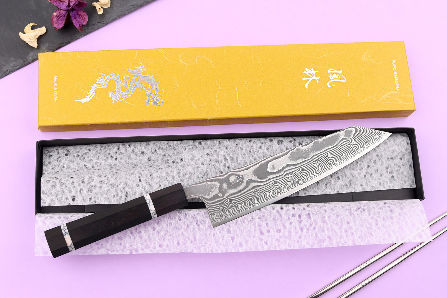 Couteau de chef kiritsuke 21cm japonais artisanal Yuzo Kanko Damas SG2