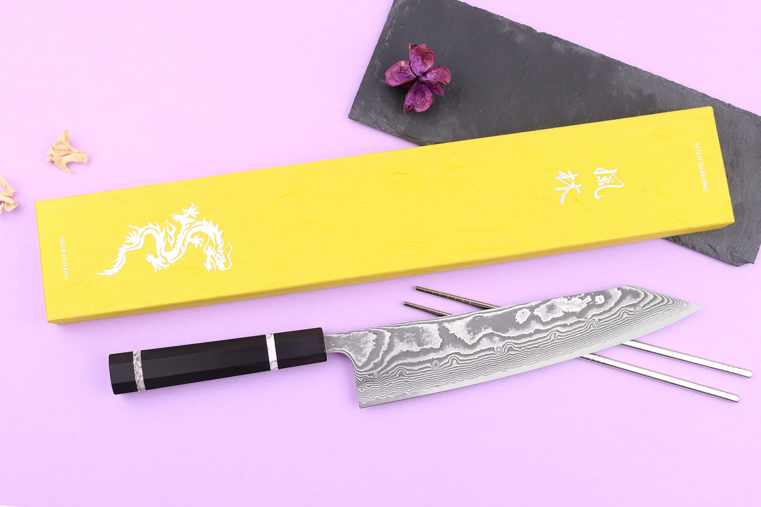Couteau de chef kiritsuke 24cm japonais artisanal Yuzo Kanko Damas SG2