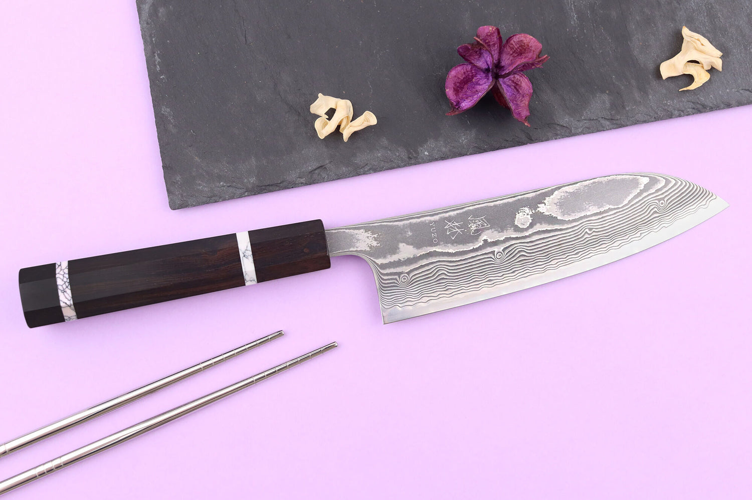 Couteau santoku 16,5cm japonais artisanal Yuzo Kanko Damas SG2