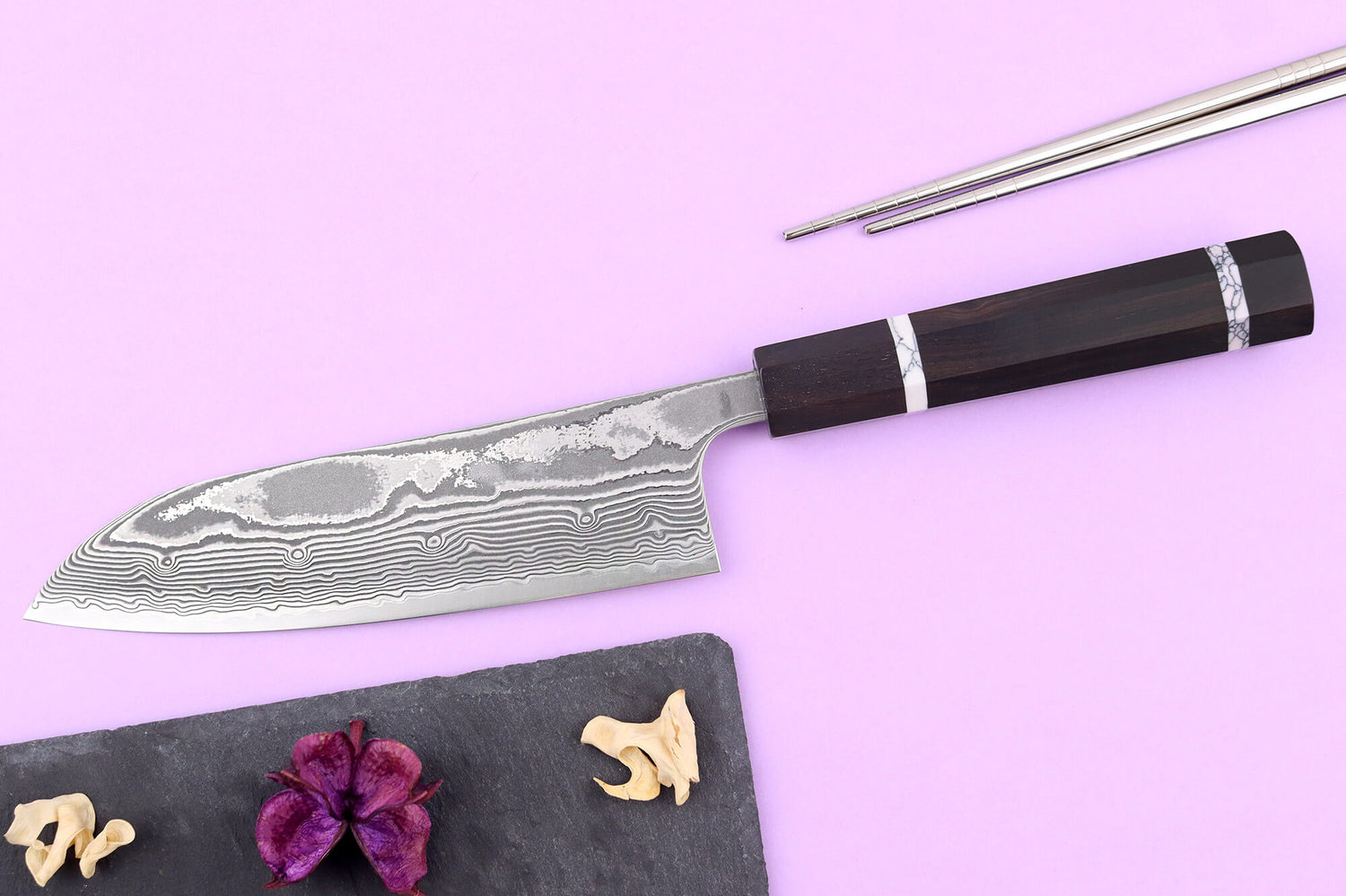 Couteau santoku 16,5cm japonais artisanal Yuzo Kanko Damas SG2