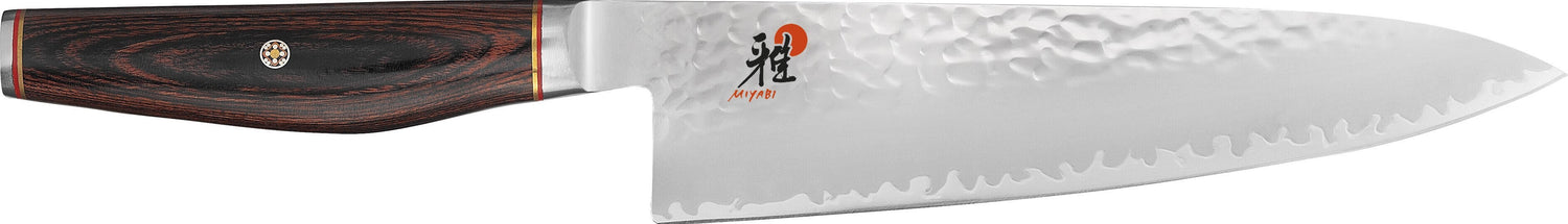 Couteau de chef japonais Miyabi 6000MCT lame martelée 20cm + manche en Pakka