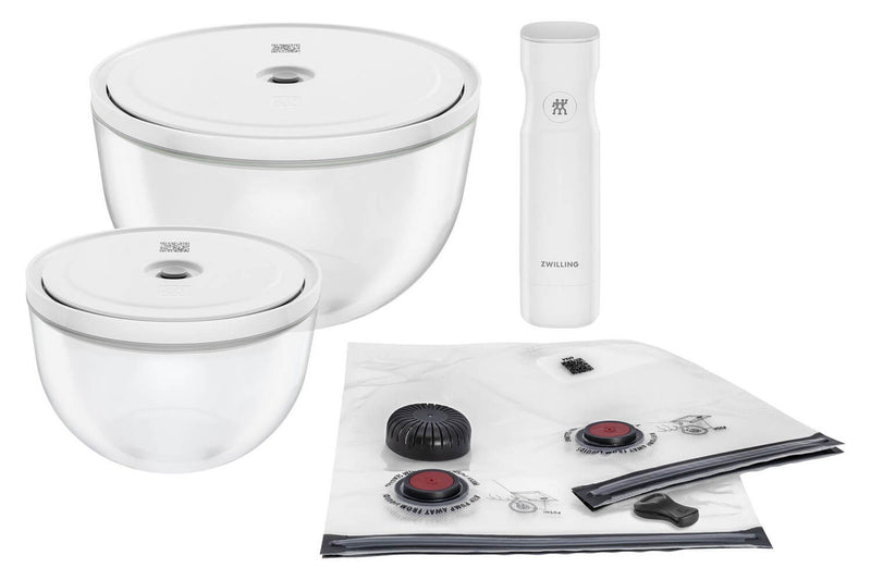Set de démarrage Zwilling Fresh & Save 9 pièces 1 pompe à vide + 2 bols en verre M/L + 4 sacs S/M