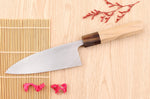Couteau deba 15cm japonais artisanal Nakamura Kaishin Saku WS2 en magnolia