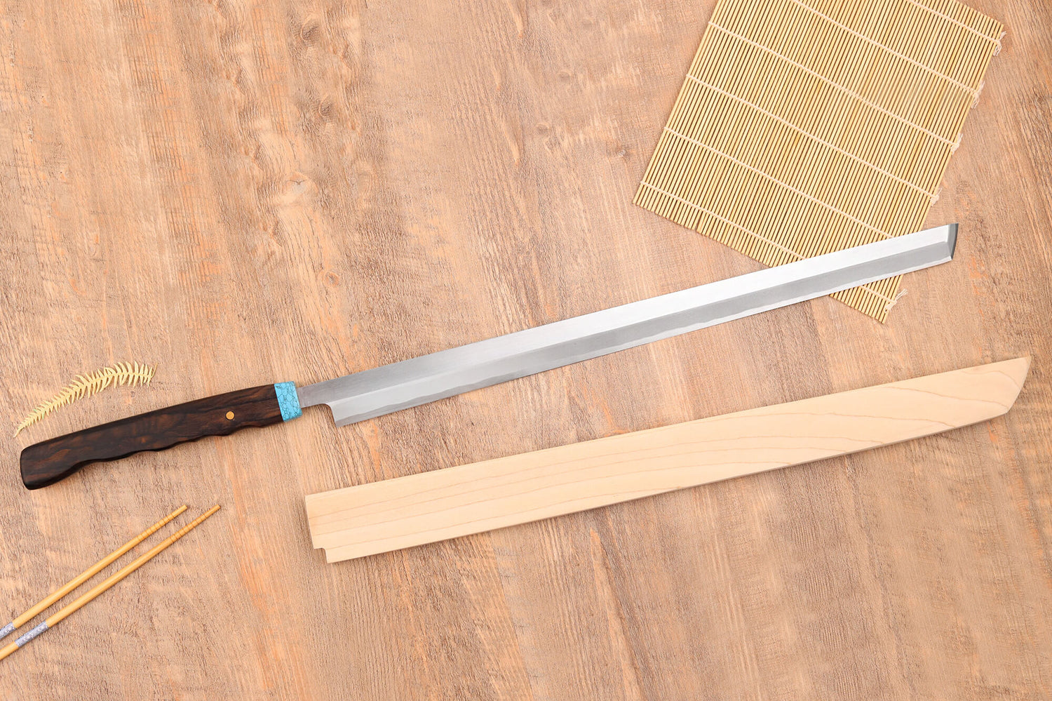 Couteau à thon maguro 54cm japonais artisanal Nakamura WS2 avec saya