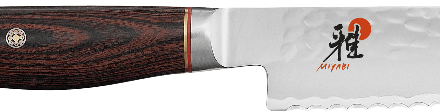 Couteau à pain japonais Miyabi 6000MCT lame martelée 23cm + manche en Pakka