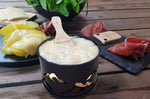 Service à raclette à la bougie Cookut Lumi pour 2 motif montagne noir - Avalanche de fromage