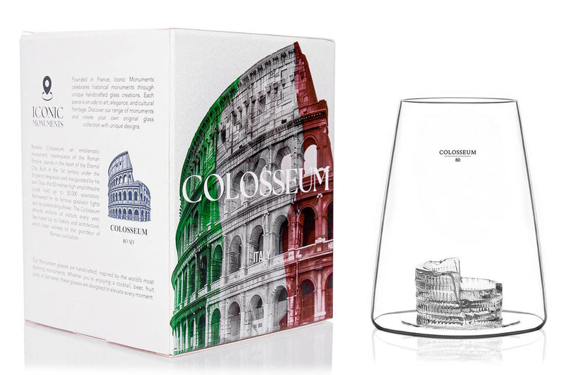 Verre à spiritueux long Alaskan Maker Iconic Monuments Colisée de Rome en verre cristallin