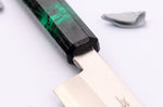Couteau yanagiba japonais 21cm Sakai Takayuki Nanairo manche en résine laqué vert
