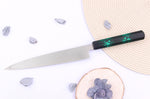 Couteau yanagiba japonais 21cm Sakai Takayuki Nanairo manche en résine laqué vert