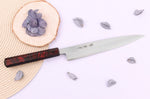 Couteau yanagiba japonais 21cm Sakai Takayuki Nanairo manche en résine laqué rouge