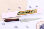 Couteau yanagiba japonais 21cm Sakai Takayuki Nanairo manche en résine laqué rouge