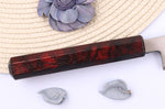 Couteau yanagiba japonais 21cm Sakai Takayuki Nanairo manche en résine laqué rouge