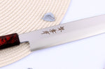 Couteau yanagiba japonais 27cm Sakai Takayuki Nanairo manche en résine laqué rouge