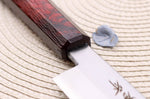 Couteau yanagiba japonais 27cm Sakai Takayuki Nanairo manche en résine laqué rouge