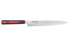 Couteau yanagiba japonais 27cm Sakai Takayuki Nanairo manche en résine laqué rouge