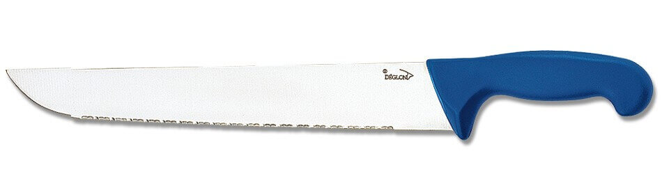 Couteau à poisson DEGLON lame 42cm microdentée manche PP bleu