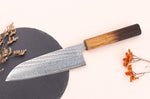 Couteau santoku 16,5cm japonais artisanal Wusaki Nawame AUS10 damas