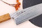 Couteau santoku 16,5cm japonais artisanal Wusaki Nawame AUS10 damas