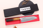 Couteau santoku 16,5cm japonais artisanal Wusaki Nawame AUS10 damas