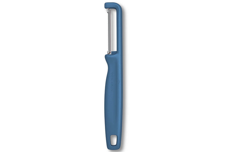Éplucheur à tomates Victorinox Iota à lame dentée et manche bleu