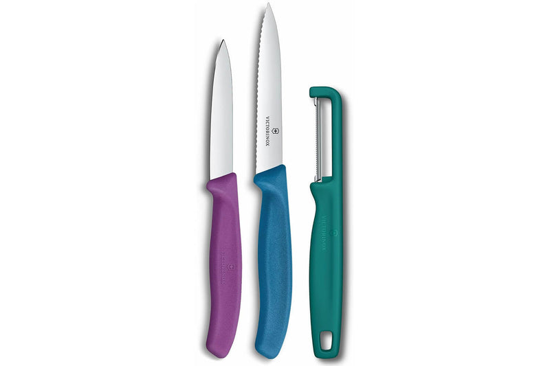 Set 2 couteaux + 1 éplucheur Victorinox SwissClassic assortis