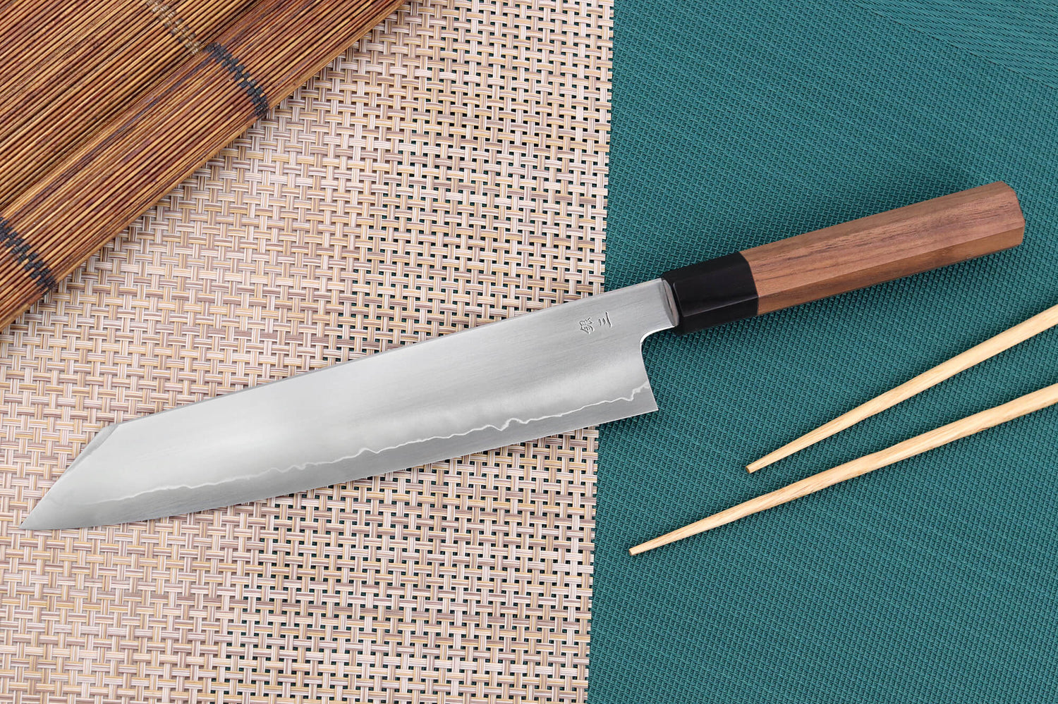 Couteau kiritsuke japonais artisanal Kagekiyo Kurumi Ginsan 24cm