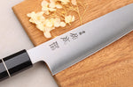 Couteau santoku 19,5cm japonais artisanal Sukenari ZDP-189 San Maï manche en ébène