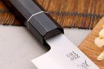 Couteau santoku 19,5cm japonais artisanal Sukenari ZDP-189 San Maï manche en ébène