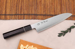 Couteau santoku 19,5cm japonais artisanal Sukenari ZDP-189 San Maï manche en ébène