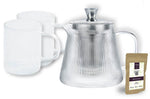 Coffret théière Cristel Darjeeling + 2 tasses en verre borosilicate