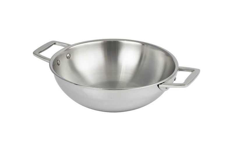 Wok Cristel Castel'Pro en acier inoxydable 18/10 3 ply avec 2 anses fixes - 24cm