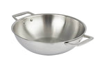 Wok Cristel Castel'Pro en acier inoxydable 18/10 3 ply avec 2 anses fixes - 28cm