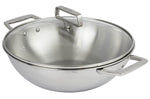 Wok Cristel Castel'Pro 28cm en acier inoxydable 18/10 3 ply 2 anses fixes avec couvercle