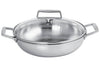 Sautoir Cristel Castel'Pro en acier inoxydable 18/10 5 ply avec 2 anses fixes + couvercle en verre - 28cm