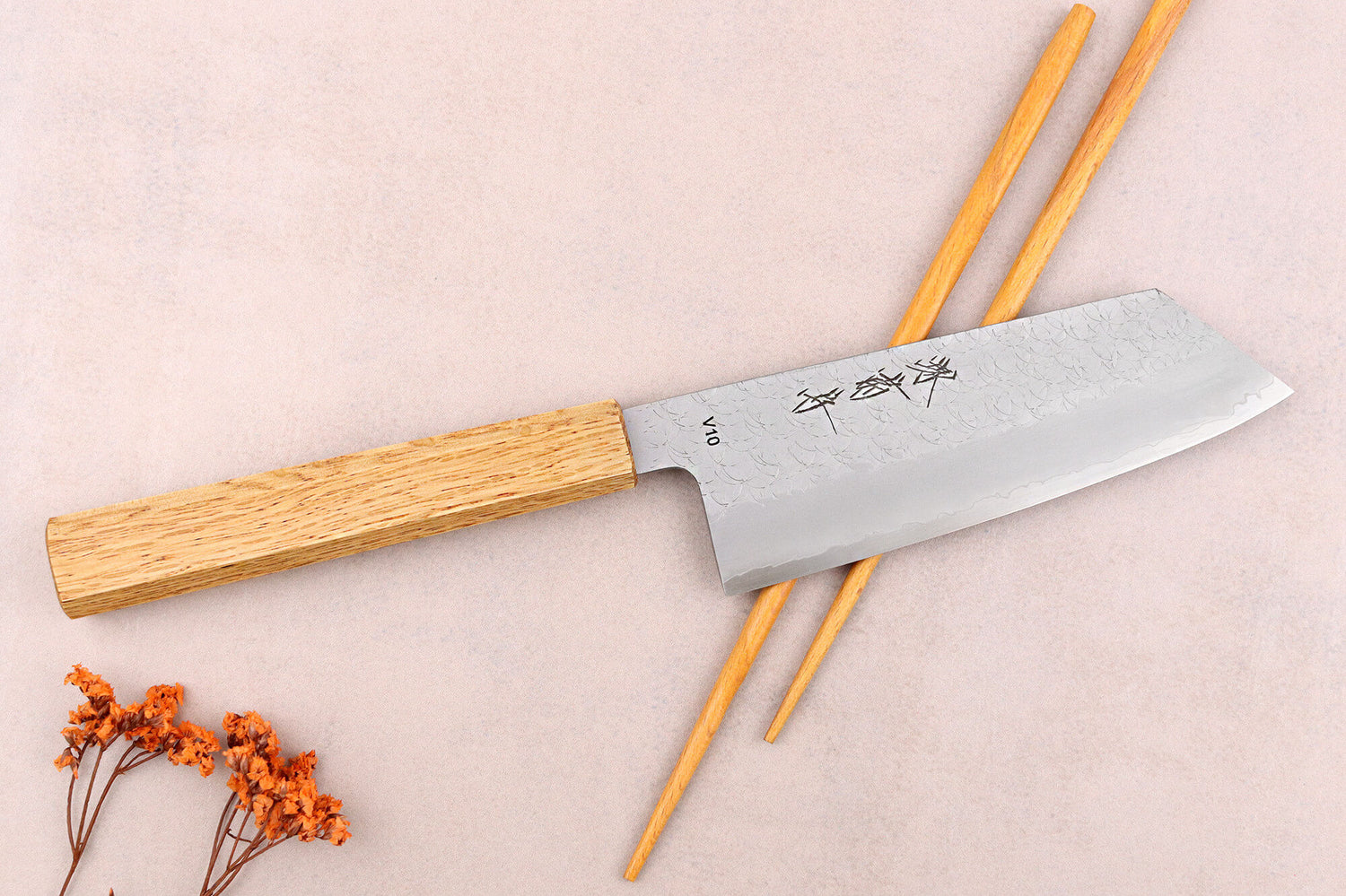 Couteau bunka 14cm japonais artisanal Sakai Kikumori TS10 en chêne