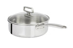 Sauteuse Cristel Castel'Pro en acier inoxydable 18/10 5 ply poignée fixe + couvercle en verre - 24cm
