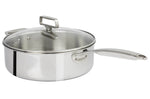 Sauteuse Cristel Castel'Pro en acier inoxydable 18/10 5 ply poignée fixe + couvercle en verre - 28cm
