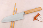 Couteau santoku 16,5cm japonais artisanal Sakai Kikumori TS10 en chêne