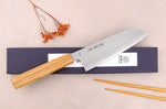 Couteau santoku 16,5cm japonais artisanal Sakai Kikumori TS10 en chêne