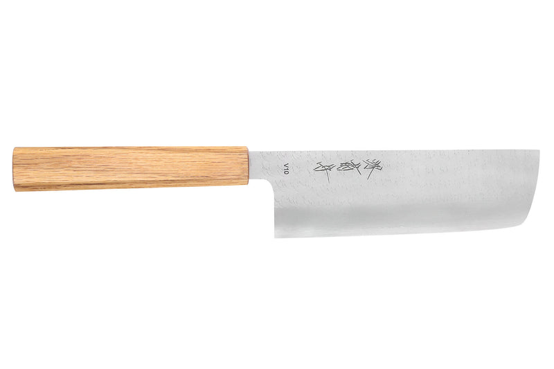 Couteau nakiri 16,5cm japonais artisanal Sakai Kikumori TS10 en chêne