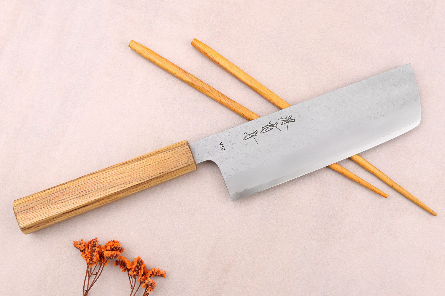 Couteau nakiri 16,5cm japonais artisanal Sakai Kikumori TS10 en chêne